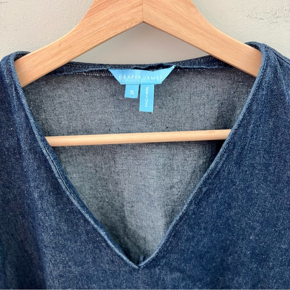 Draper James V-Neck Shift Dress in Chambray Blue Size Small - Picture 5 of 5